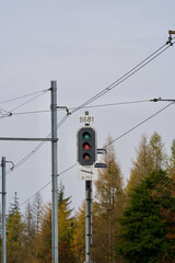 Railway traffic light at Uetliberg, Zurich, Switzerland.