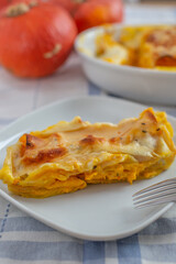 home made tasty cannelloni pumpkin on a table