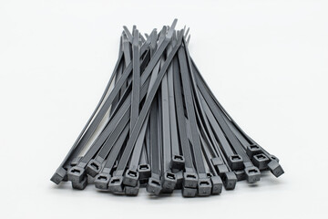 Plastic cable ties isolated on a white background
