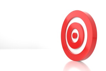 Target or dartboard on white background. 3D rendering.