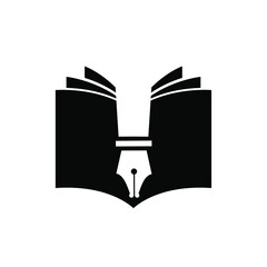 pen book logo design vector illustration