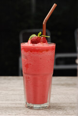 mixed berries with yogurt smoothies on the table