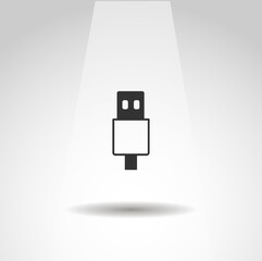 USB cable vector icon, USB cable simple isolated icon