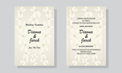 Wedding Invitation Card Design Template With Luxury Floral Background