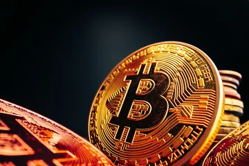 Foto op Aluminium Close up photo of bitcoin crypto currency © fotofabrika