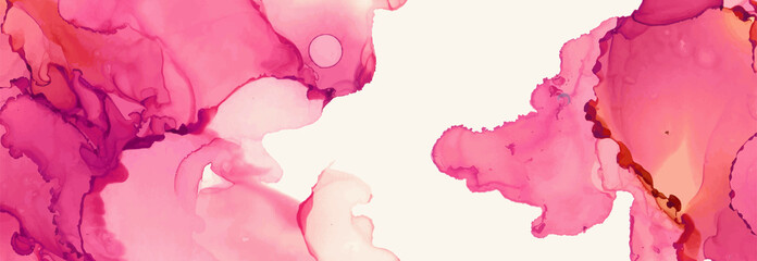 Alcohol ink vector texture banner. Fluid ink abstract background.