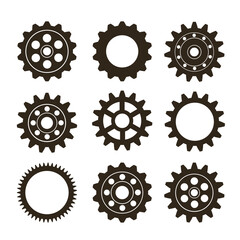 Metal gears set. Factory gears vector icon. Mechanical gear. The image of the gear. Machine gear. Cogwheel gear