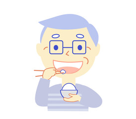 Elderly person and Meal: Dental Illustration