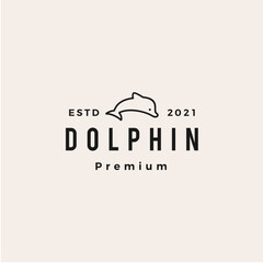 dolphin hipster vintage logo vector icon illustration