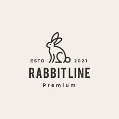 rabbit hare bunny line monoline hipster vintage logo vector icon illustration