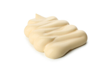 Tasty mayonnaise sauce isolated on white background