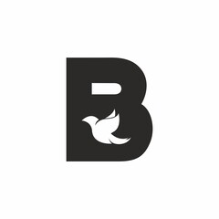 Initial letter B with bird shape inside vector logo