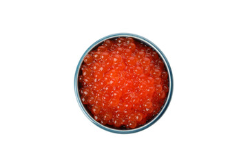 Sauce bowl with caviar isolated on white background