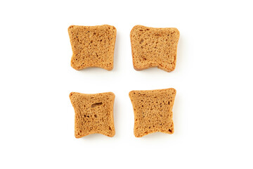 Four bread pieces isolated on white background