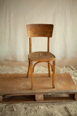 Vintage wooden chair on white background