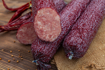 Fresh homemade pork sausage, top view