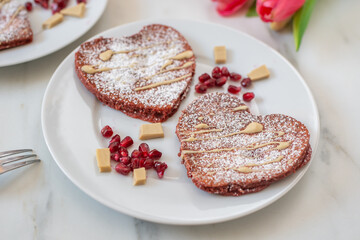 Home made heart shaped pancakes 