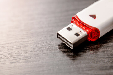USB flash card with white color close-up
