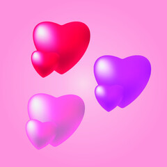 Vector illustration, Red heart in different colors