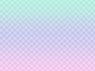 水色から薄紫、ピンクの3色のグラデーション－市松模様入り