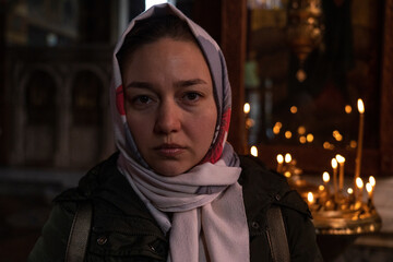 Girl in an Orthodox church