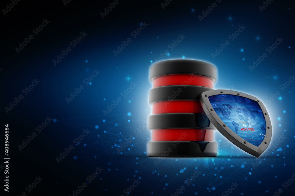 Fototapete 3d rendering database and computer data security concept