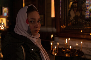 Girl in an Orthodox church