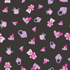 Pink Valentine Heart Seamless Pattern Background Print