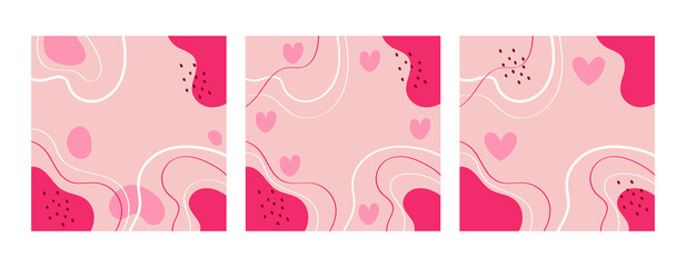 set of pink background with hearts