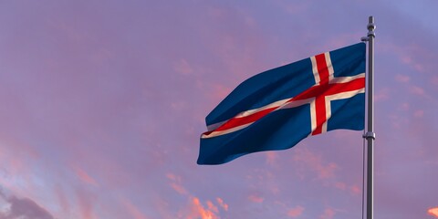 3d rendering of the national flag of the Iceland