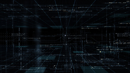 Futuristic simulation of 5G network concept, artificial intelligence deep learning performing analytic computational head up display