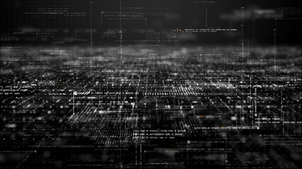 Futuristic simulation of 5G network concept, artificial intelligence deep learning performing analytic computational head up display