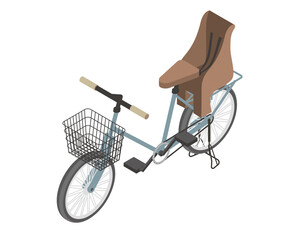 Fototapeta na wymiar Isometric illust_Child-carrying bicycle 2