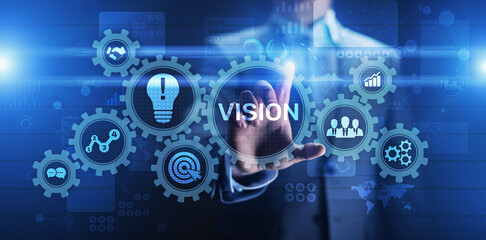 Vision, Business intelligence and strategy concept on virtual screen.