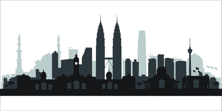 Kuala Lumpur Malaysia city skyline vector silhouette illustration