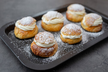 traditional home made swedish semlor pastry