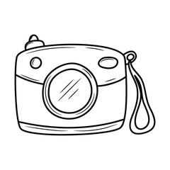 Simple camera line illustration icon, outline vector sign, linear style pictogram isolated on white background