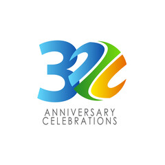 30 Years Anniversary Celebration Vector Template Design Illustration