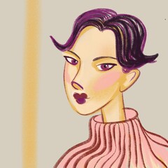 The image of a modern girl. Sketch-style portrait of character