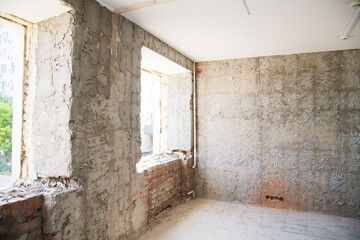 Inside an old residential building during renovation and reconstruction