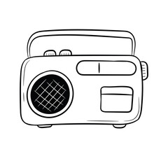 Retro Radio outline vector illustration, linear style pictogram, isolated on white background