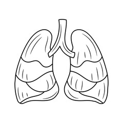 Lungs Line art black and white vector illustration, isolated linear style pictogram 