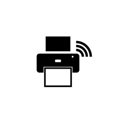 Printer with wi-fi connection icon isolated on white background