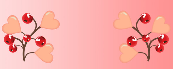 Delicate background with hearts for postcards and graphic works. Banner, panorama, template with space for text. Background for the postcard.