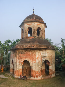 Sunset View Of Beautiful Ancient Octagonal Jagannath Aka Roth Temple In Puthia, Rajshahi District, Bangladesh