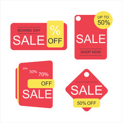 Shopping stickers and badges for merchandise and promotion, special offer, new collection, discount etc. Red stickers for web banners 