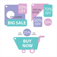 Set of beautiful advertising banners and discounts. Advertising element. Banner sale. 