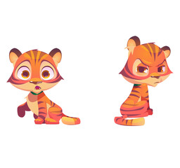 Fototapeta na wymiar cute funny cartoon tiger cub illustration