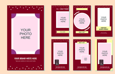 Banner template story for social media, red, pink, purple and yellow color. Perfect for your brand promotion and increase sales results. vector background
