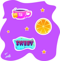 cute funny cartoon stickers illustration on background